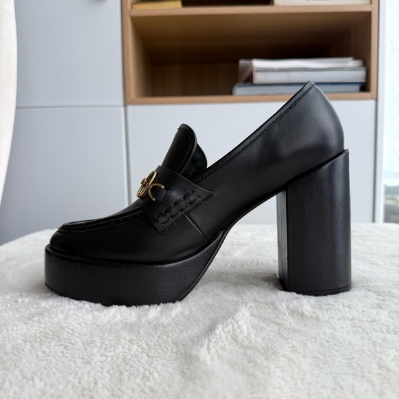 Bibi Lou Black Leather Leopolis High Heels Shoes EU 39 US 8.5 245 mm - Picture 8 of 13